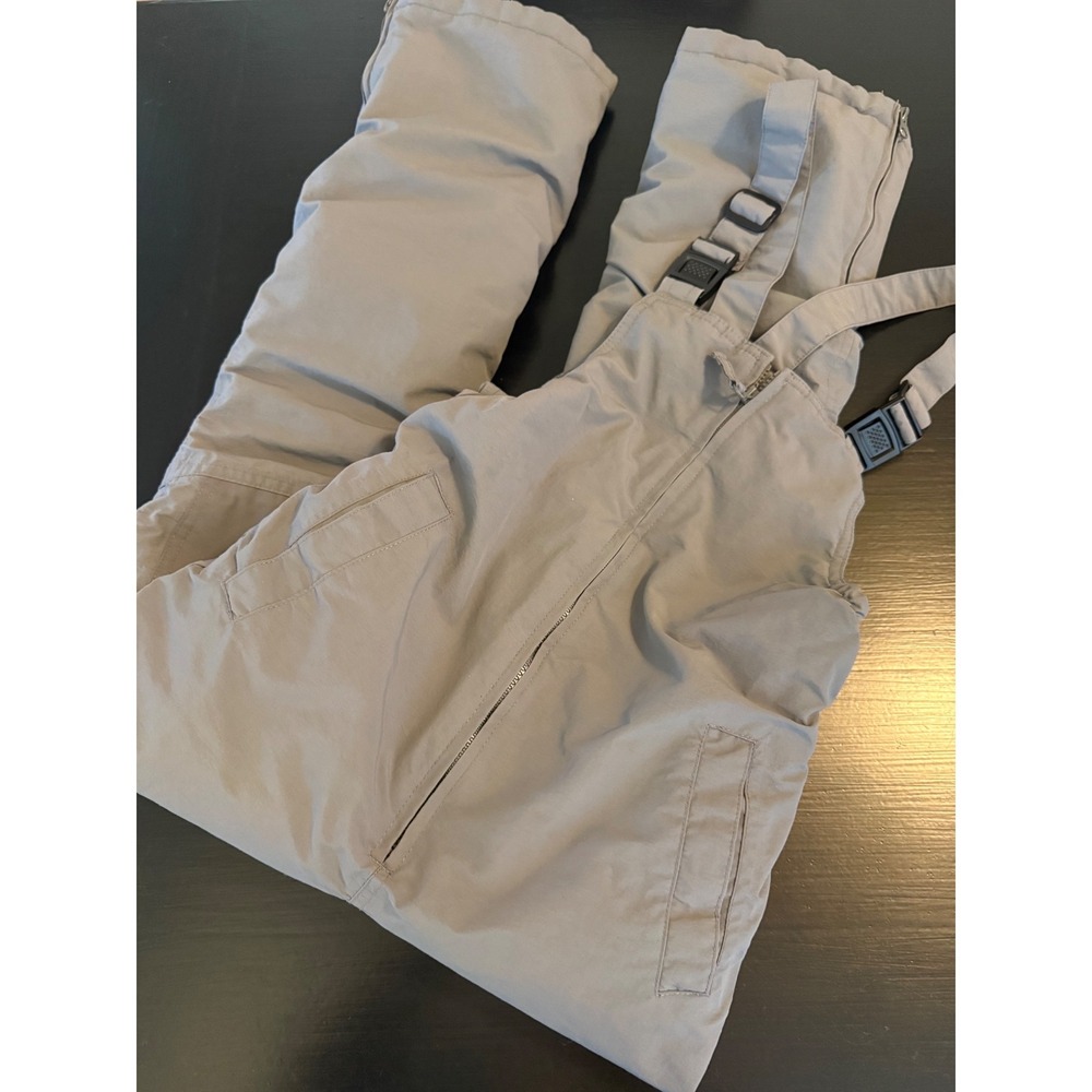 Lands End Kids Gray Insulated Snow Bibs Winter Overalls Ski Pants Adjustable 12S